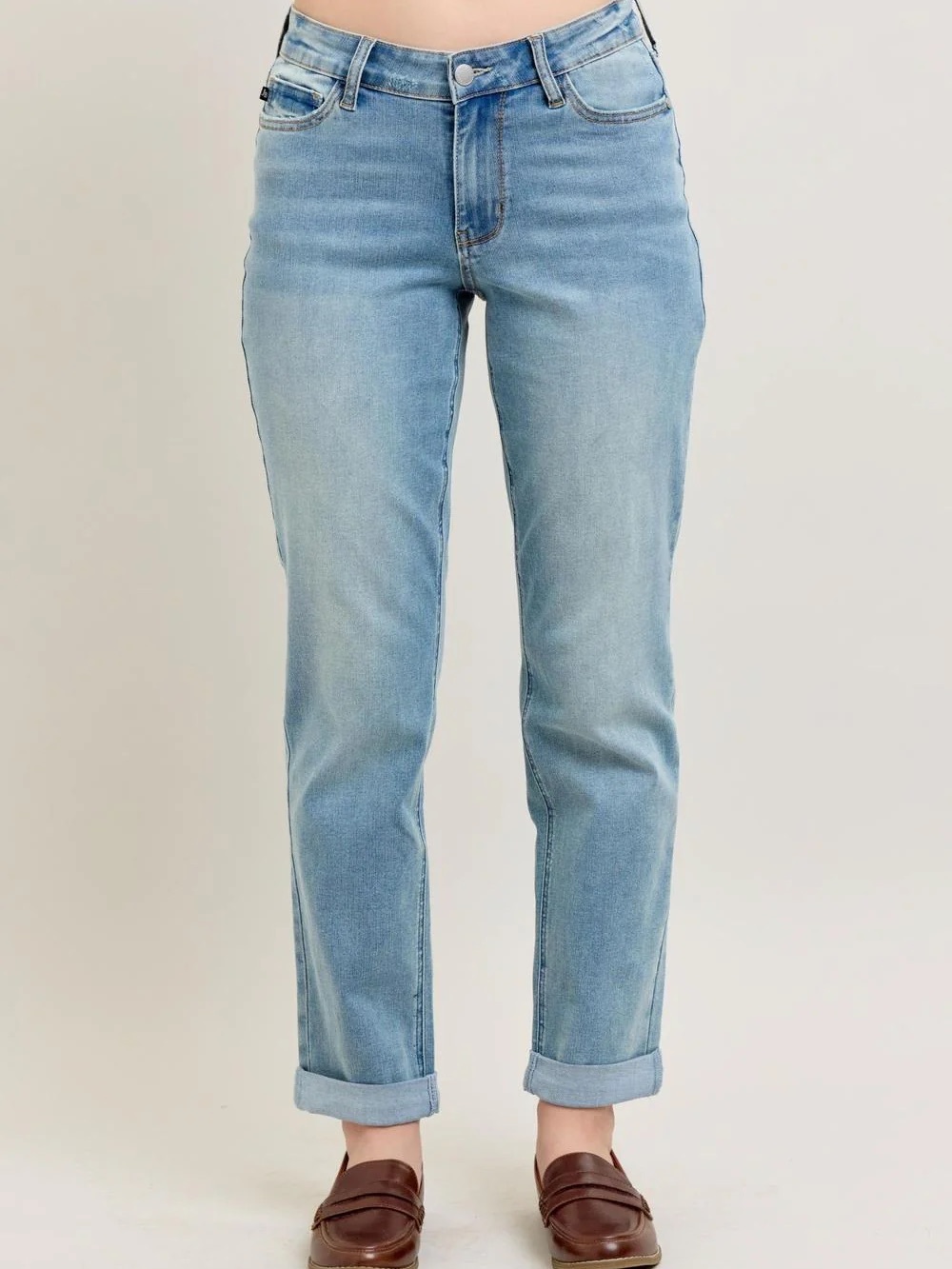 NWT Judy Blue BLAIRE Mid Rise V Front Cuff Boyfriend Cool Denim Casual 16W - Picture 6 of 15